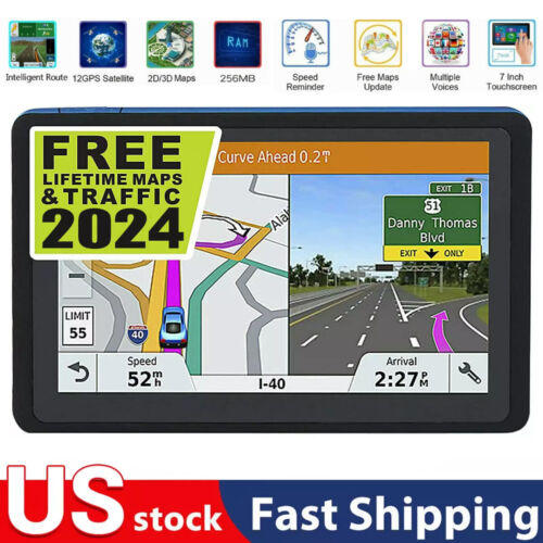 7 Inch Car GPS Navigation Touch Screen Maps Spoken Direction 2024 RV Trucker NEW