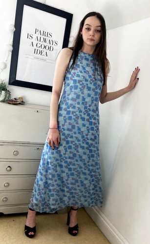 Blue Dress/Dynamite/Wedding/Party CA 6-8 UK - 0441 Maxi Vintage - Picture 3 of 8