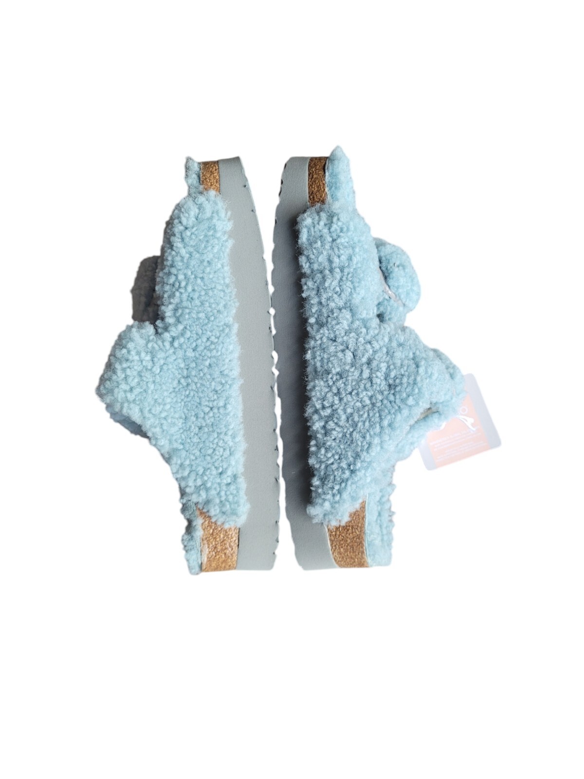 New BIRKENSTOCK Papillio 40 Faded Aqua Arizona Big Buckle Platform Teddy Sandal image 3