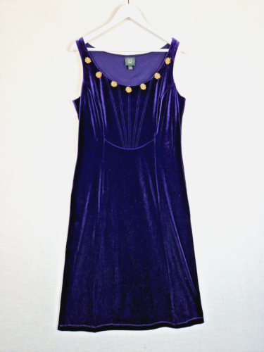 Laura Ashley Vintage Fioletowa aksamitna sztuczny gorset Sukienka midi Rozmiar L 14 16 Impreza  - Zdjęcie 1 z 16