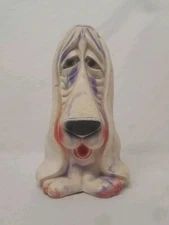 Vintage 1960s MCM Chalkware Sad Dog Large Coin Bank 11" Fair Carnival Prize Rare