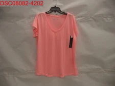 Xersion Women's Neon Peach Short Sleeve V-Neck Slim Fit Tee, XXL 8403099010910