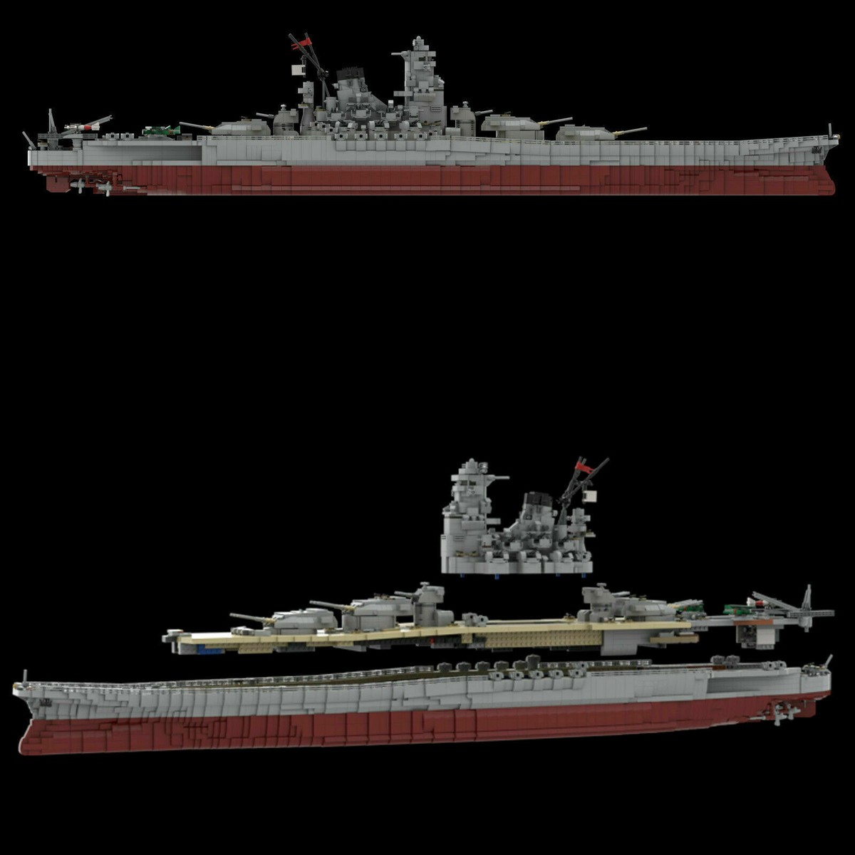 IJN Yamato Battleship MOC Building Blocks Set 1:200 Model Brick