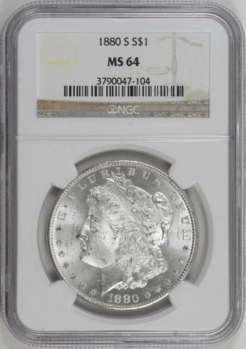 1880-S Morgan Silver Dollar $1 NGC MS64, Flashy Blast White [28F09]