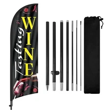 Wine Tasting Swooper Flag 8FT with Pole, Feather Banner for Tasting Event Ads