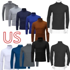 Men's Long Sleeve Mock Neck Base Layer Shirts Winter Thermal Tops Undershirt