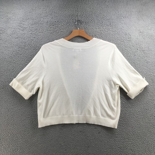 CJ Banks Cropped Cardigan Womens 2X Biege Short Sleeves Open Front Casual NEW - Picture 7 of 14