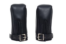 Genuine Leather Fist Mitts Gloves BDSM Restraint Bondage Cuffs Lockable 2 Pieces