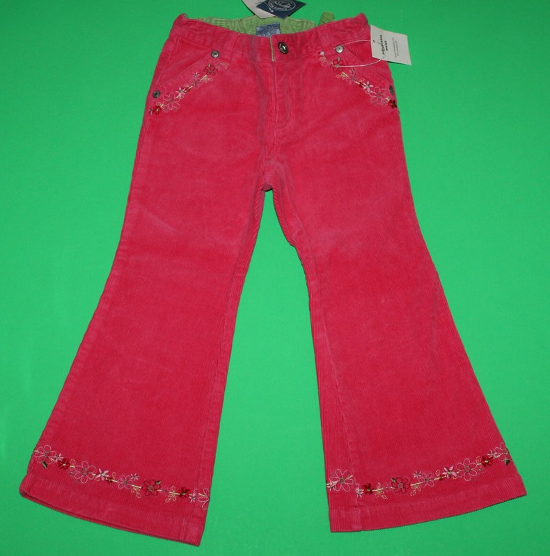 4 NWT Pumpkin Patch SHOPPING HEAVEN Pink Embroidered Corduroy PANTS Girls 