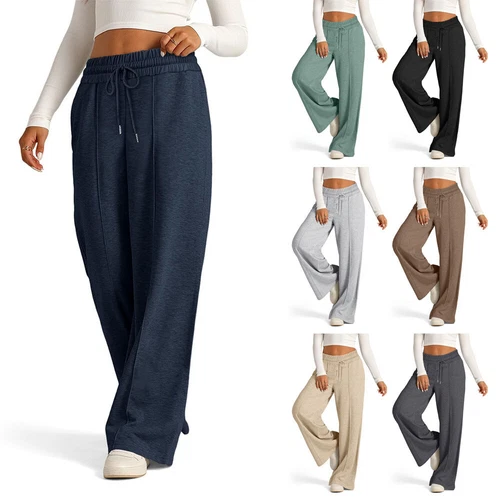 Damen Sporthose Lange Hose Jogginghose Weites Bein Hose Freizeithose - Bild 2 von 34