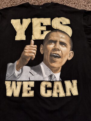 Barack Obama T Shirt Rap Tee Face Portrait Yes We Can Size: 2XL | eBay
