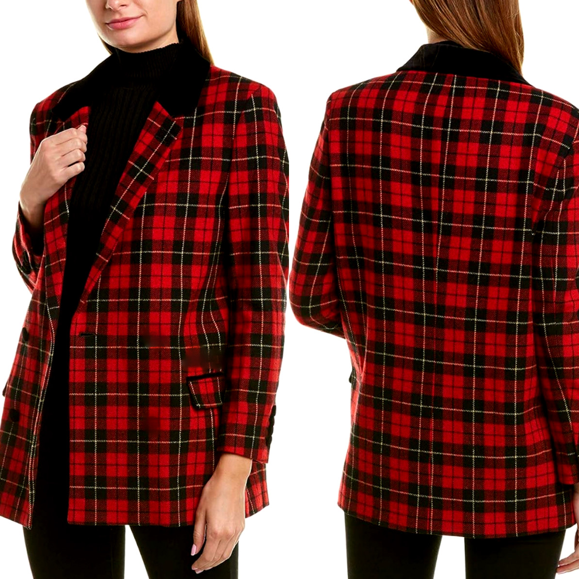 Sag Harbor Vintage 90s Oversized Tartan Plaid WOOL Bl… Gem