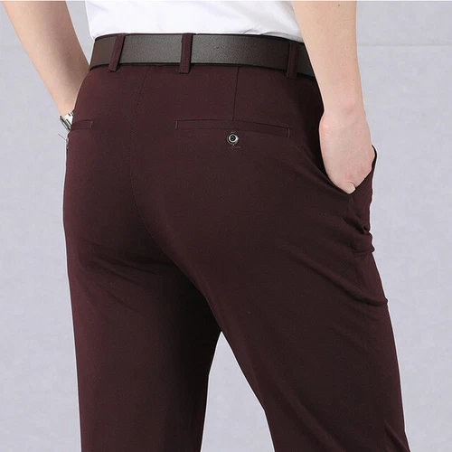 Mens Formal High Waist Stretch Dress Suit Business Trousers Classic Long Pants - Picture 2 of 13