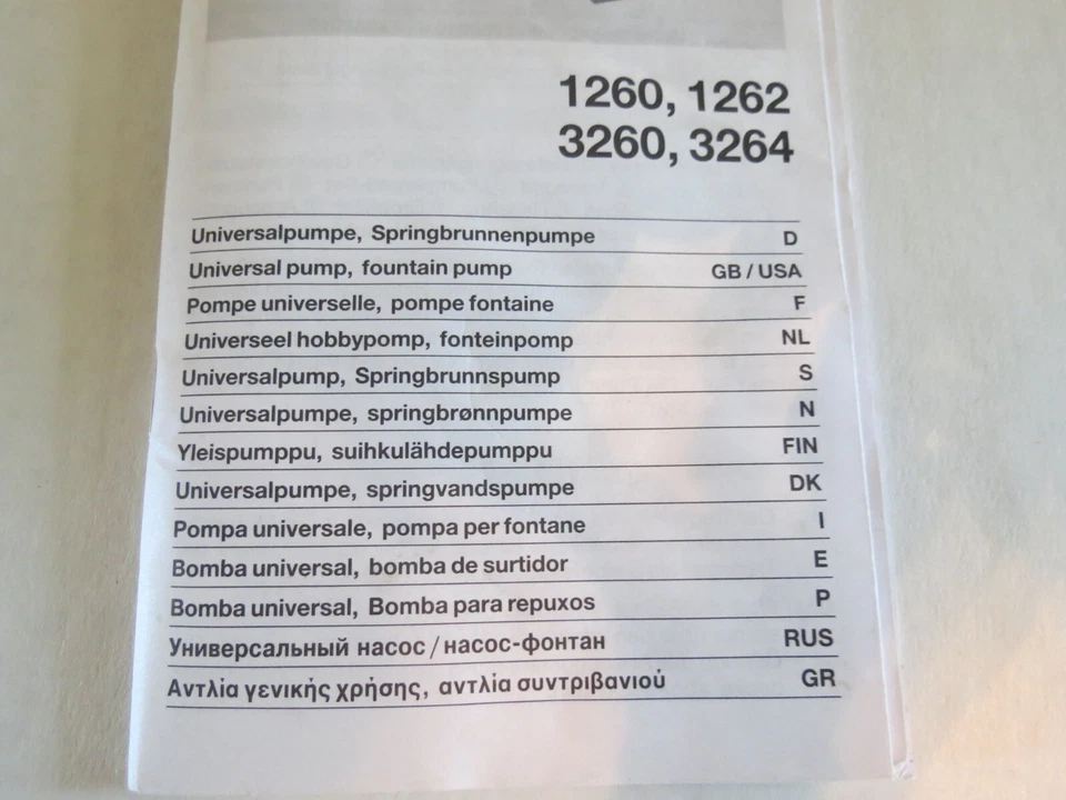 EHEIM 1260/1262/3260/3264 Universal Water Pump Owner's Manual & Parts Guide-Nice - Image 3 of 4