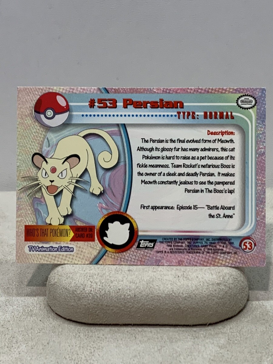 #53 persian pokemon card Pokemon 2000 Topps Chrome series 1 card # 53 PERSIAN holo foil SPECTRA card  MINT