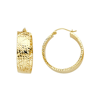 GOLD - 14KY Hollow Wide Full DC Hoop Earrings For Women