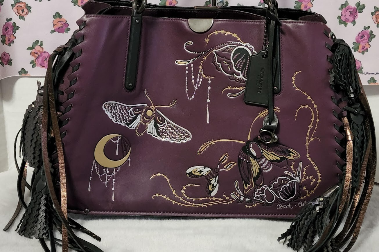 Coach X Chelsea Champlain Tattoo Moth Skull Satchel P… Gem
