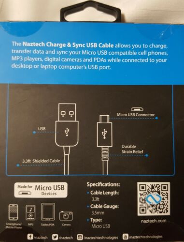 Naztech Charge and Sync USB Cable for Micro USB Devices NEW - Picture 3 of 3