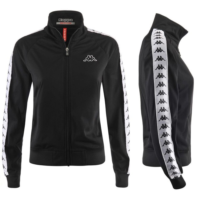 felpa kappa nera strisce bianche