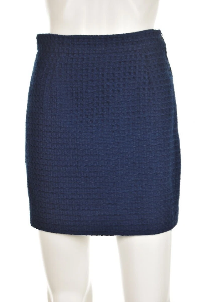 Falda Alberta Ferretti Mujer Talla 8 Azul Tejida Recta Sobre la Rodilla Lana