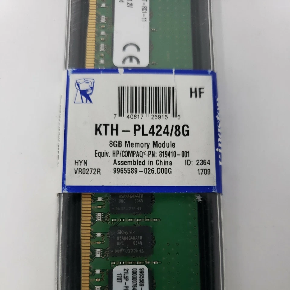 Kingston KTH-PL424/8GB ECC Server RAM 8Gb 1Rx4 PC4-2400T-RC-11 HP: 819410-001 - Image 4 of 4