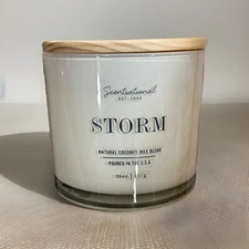 Scentsational Candle Natural Coconut Wax Blend 26 oz STORM Scent 3 Wick New Read