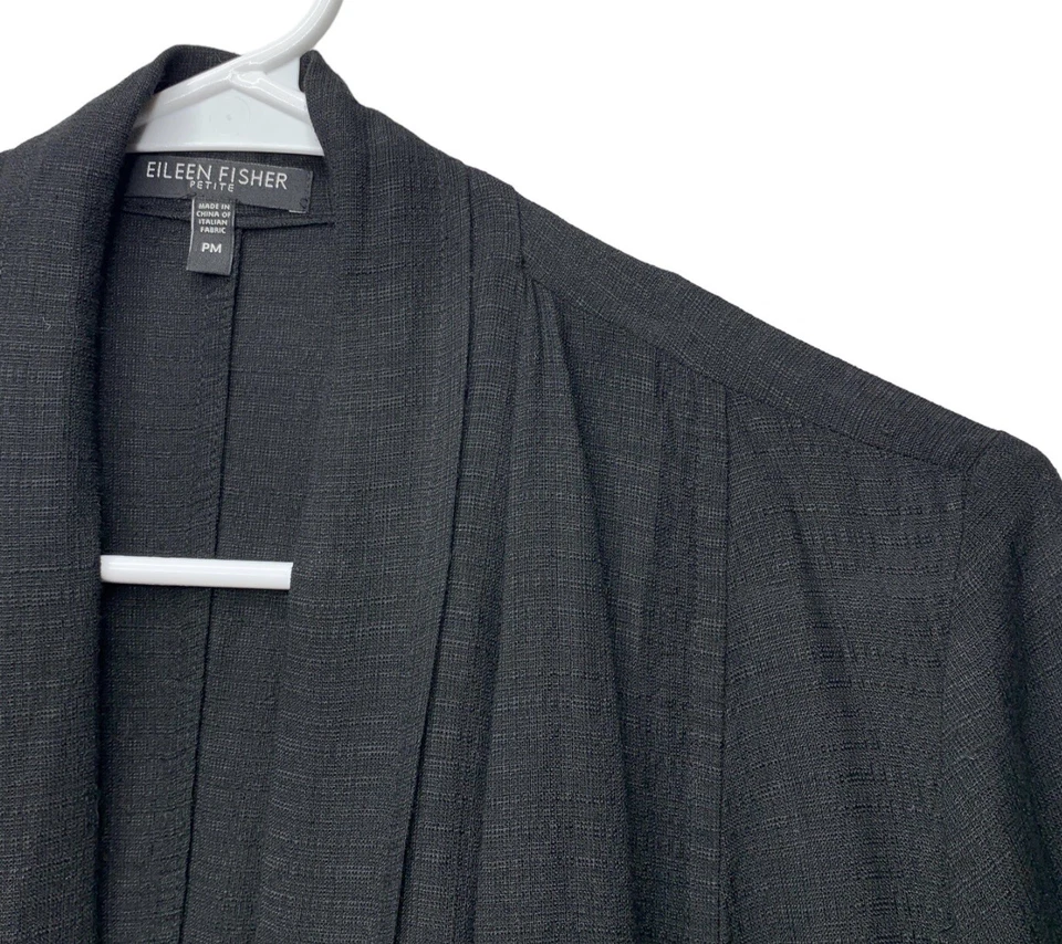Chaqueta para mujer Eileen Fisher mezcla de lino frente abierto pequeña mediana negra Lagenlook Foto 4 de 4