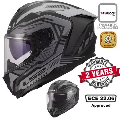 LS2 FF817 Challenger II  Dual Visor Fibre Full Face Motorbike Helmet Dravix Grey
