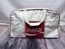 Vintage 70s/80s Coca-Cola White Vinyl Travel Bag Carry Case Red Trim 15x10 RARE