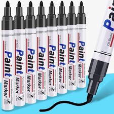 8 Pack Black Permanent Paint Markers - Oil-Based Waterproof Pens for Metal Wood