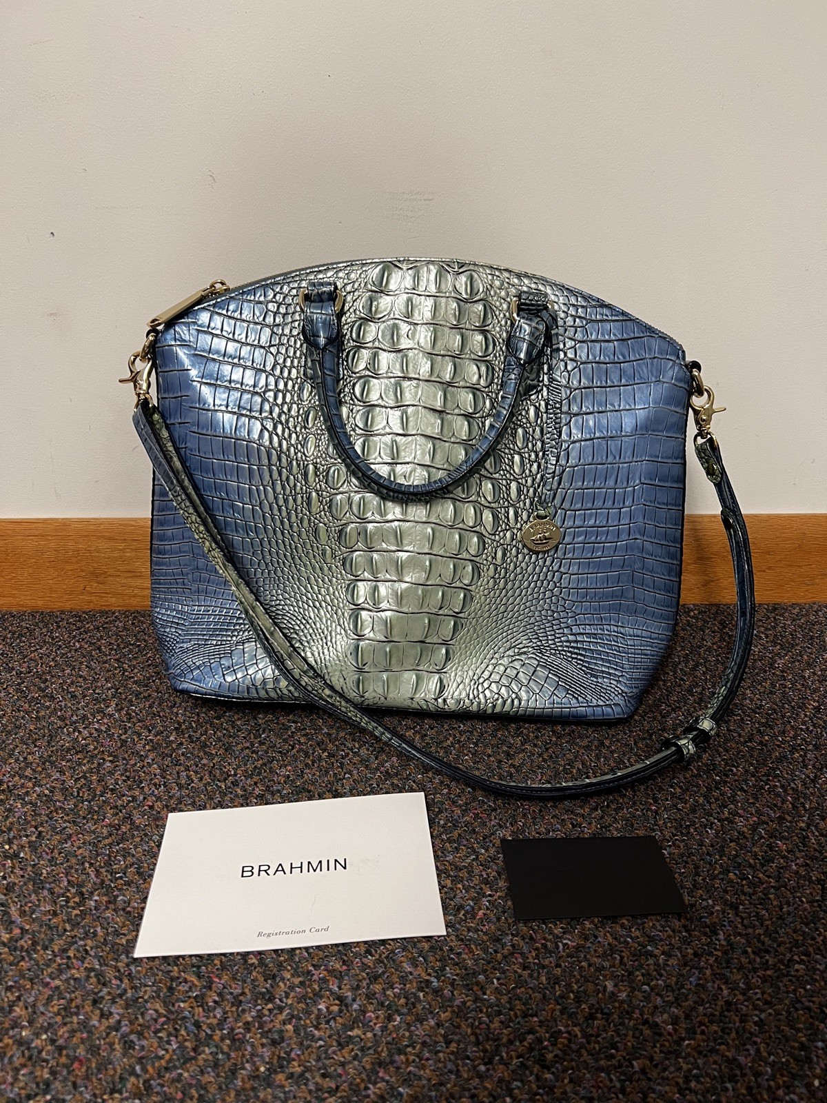 Brahmin Duxbury Haven Ombré Sky Melbourne Leather Satchel