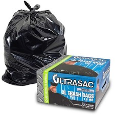 Heavy Duty 45 Gallon Trash Bags Huge 50 Count/w Ties - 1.8 MIL - 38" x 45" -...
