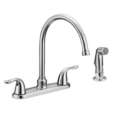 EZ-FLO Two-Handle High-Rise Kitchen Faucet with Sidespray, Stainless Steel,