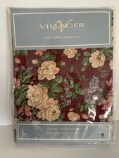 Villager Rose Floral Tablecloth Burgundy Red 70 Round NEW