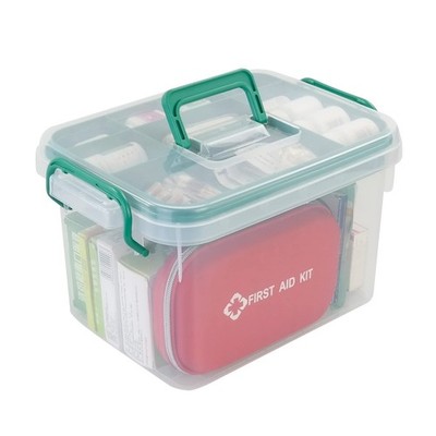 1-Pack Clear Medication Storage Box with Lid, Large First Aid Kit Box Organiz...