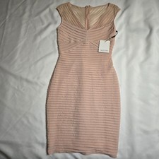 Calvin Klein Blush Pink Bandage Sheath Dress Women’s Size 2 Mesh V Neck Midi NWT