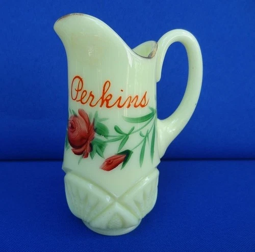 HEISEY UG Uranium EAPG Custard Glass Souvenir Creamer - J A Perkins