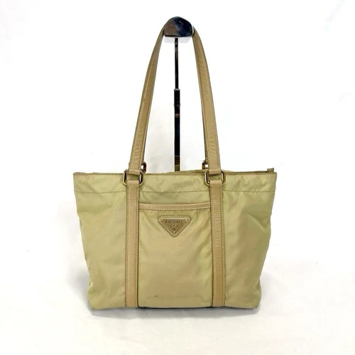 Sac fourre tout PRADA nylon authentique beige moyen femme Italie 116246