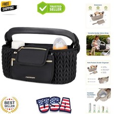 Stroller Organizer with Insulated Cup Holders, Adjustable Stroller Caddy with...