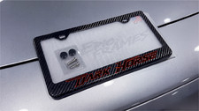 Red Dark Horse Outline Logo For Mustang 100 Carbon Fiber License Plate Frame