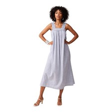 J CREW Women S Voile Shift Dress Midi Vertical Stripes Ruffle Straps Flowy Beach