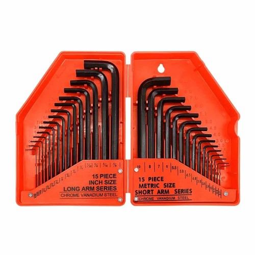 30Pcs Metric & Imperial Allen Key Set | Long & Short Arm Hex Wrenches with Case - Picture 9 of 9