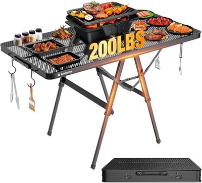 Raynesys Foldable Grill Table 200lbs 4Ft Portable Mesh