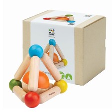 PlanToys Wooden Clutching Triangle Baby Toy with Gentle Sound in Two-Toned Ba...