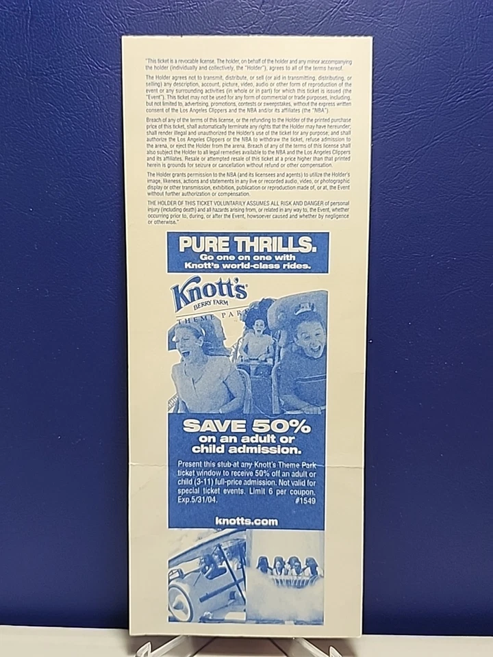 Lot of 4 Authentic LA Clippers 2000 2003 2004 NBA Ticket Stubs Brand Wilcox Rook - Image 3 of 4