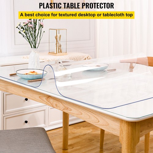 VEVOR Transparent PVC Tablecloth Waterproof Table Cover 36x60-in Desk Protector - Picture 2 of 12