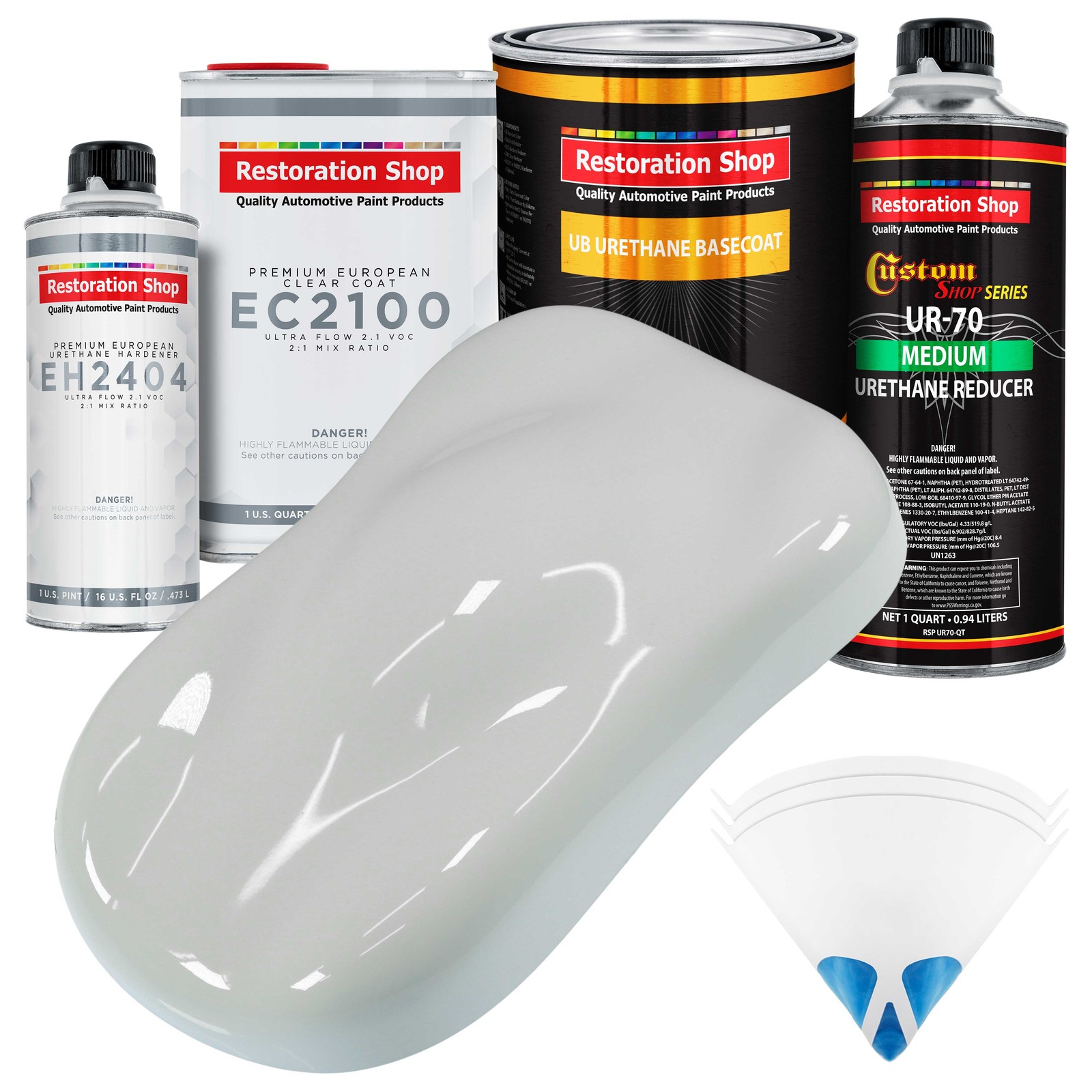 Spinnaker White Urethane Basecoat Auto Paint Quart Kit & European Clear Coat