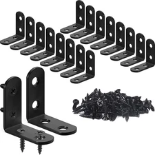 18PCS L Bracket Corner Bracket, Stainless Steel L Brackets for Shelves, Black S
