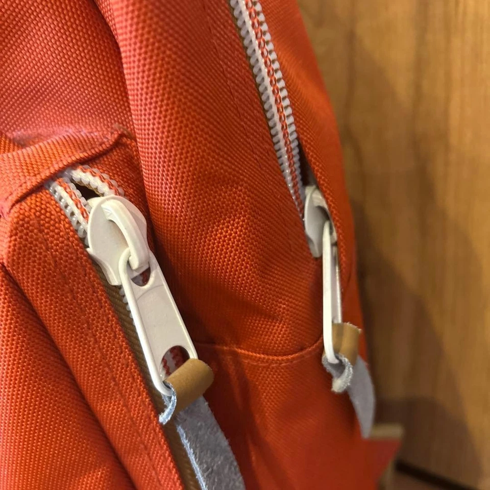 Naranja Nylon Mochila Doble Cremallera Bolso Escolar Bolsa de Viaje Foto 3 de 4