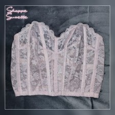 Dolores For Poirette "Promise" Vintage 1984 Bustier Pink Lace Size 36